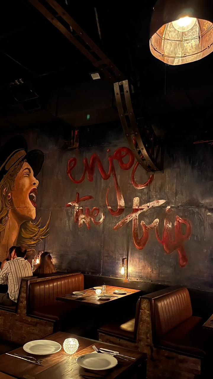 Vintage-inspired interior of J.W. Bradley's cocktail bar